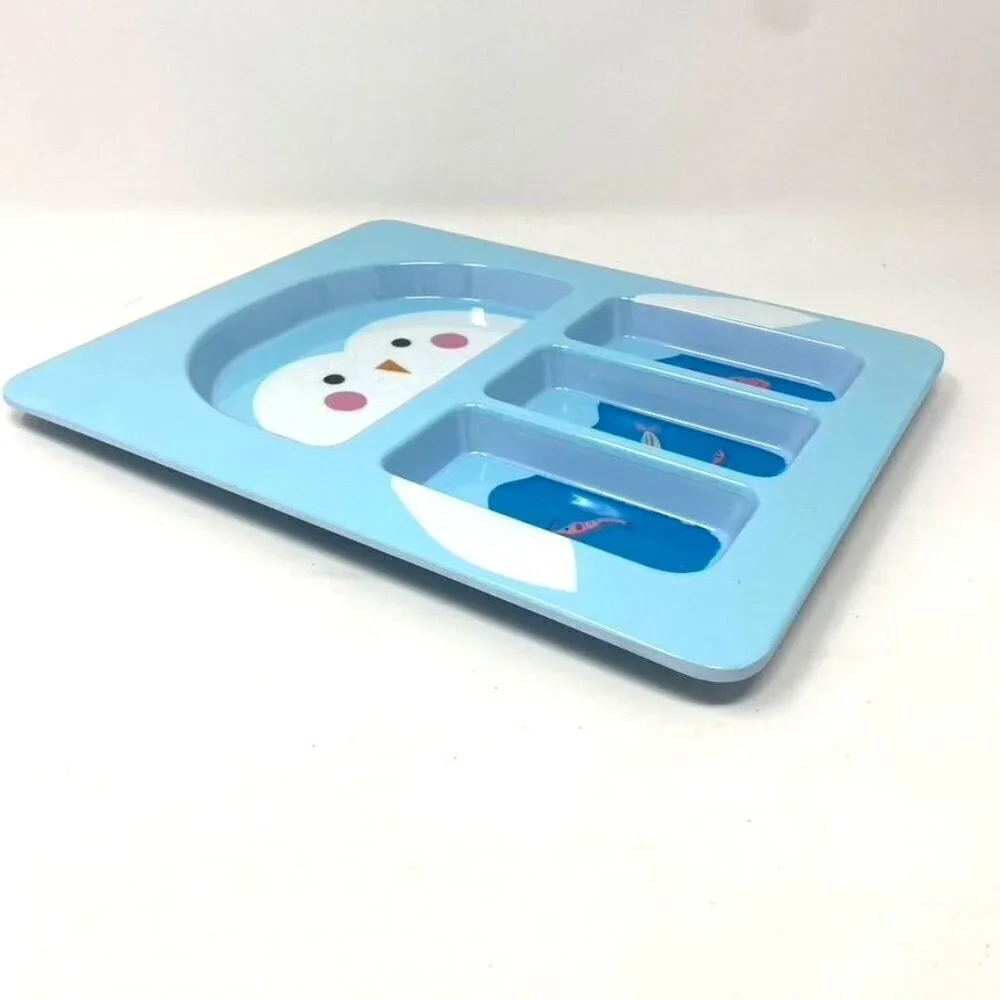 Target Blue Penguin Divided Food Tray Plate 4 Compartments BPA Free